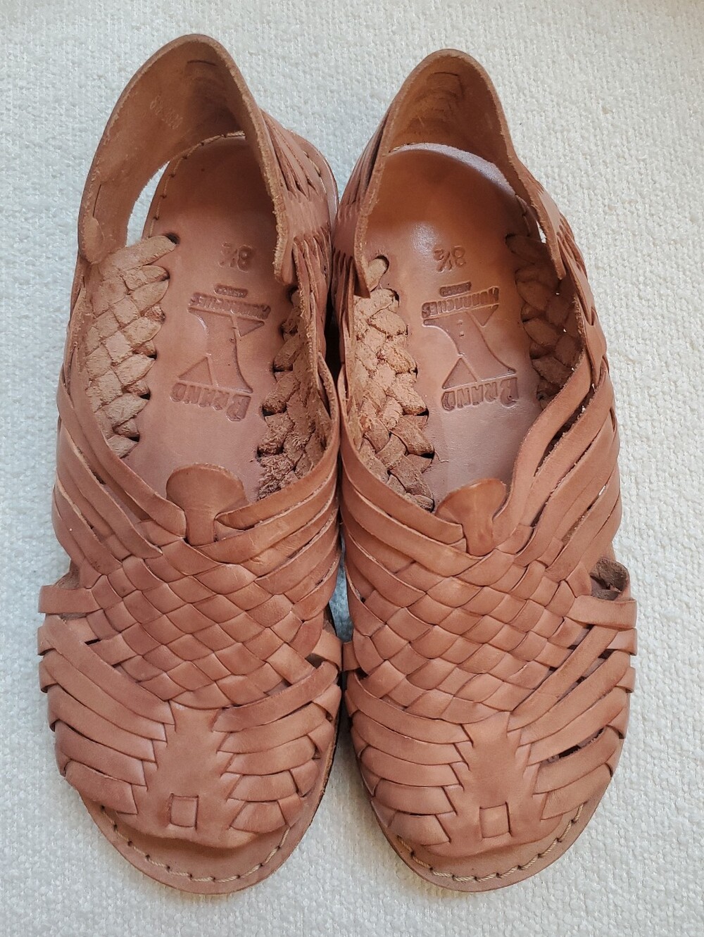 Brand X Genuine Leather Handwoven Brown Huarache Sandals - Women's Size 8.5